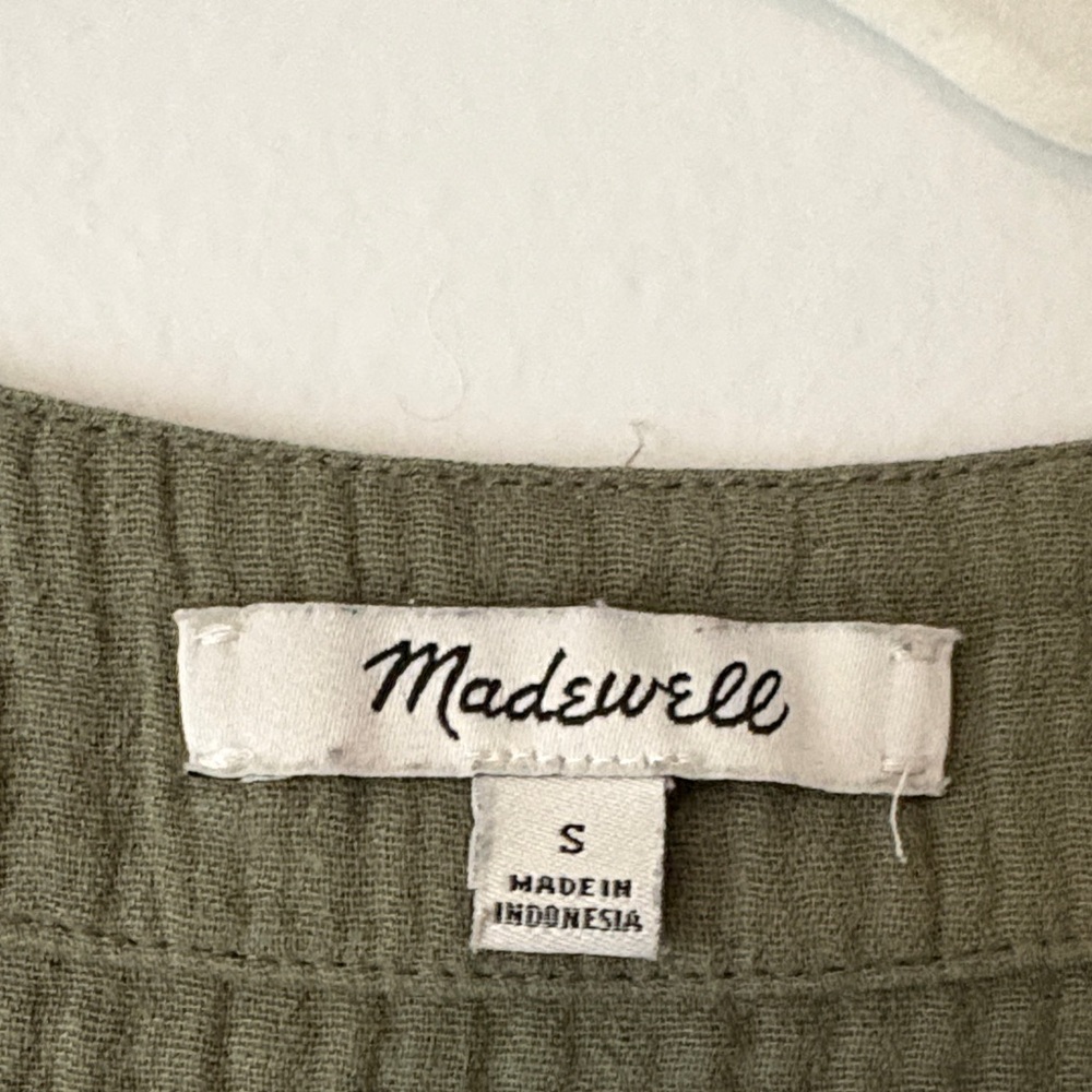Madewell Olive Green Button-Front Midi Dress - Picture 2 of 6